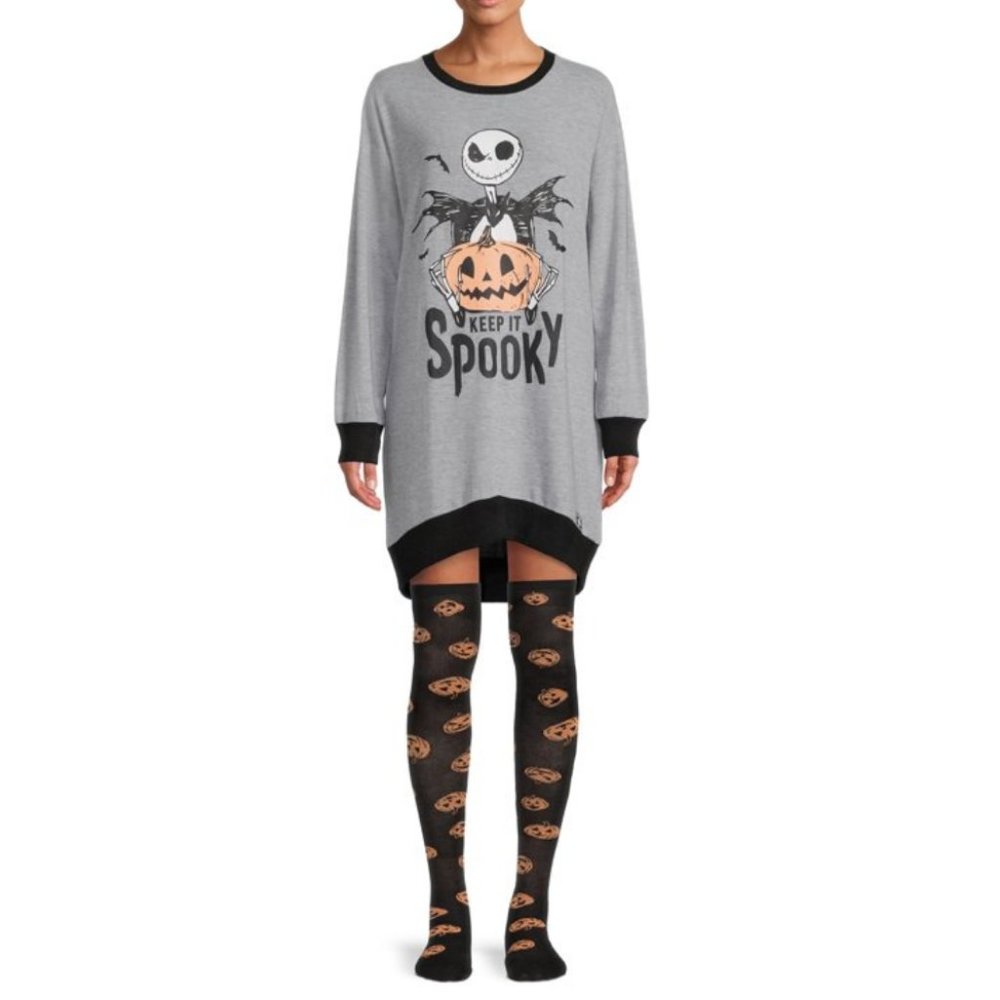 Women's Plus Nightmare Before Christmas Sleepshirt with Socks, size 3X